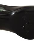 Dolce & Gabbana Elegant Black Rose Print Leather Heels
