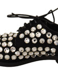 Dolce & Gabbana Elegant Crystal-Embellished Lace-Up Flats
