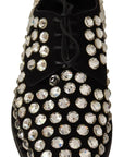 Dolce & Gabbana Elegant Crystal-Embellished Lace-Up Flats