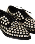 Dolce & Gabbana Elegant Crystal-Embellished Lace-Up Flats