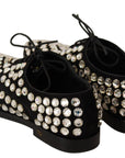 Dolce & Gabbana Elegant Crystal-Embellished Lace-Up Flats