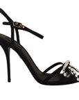 Dolce & Gabbana Elegant Black Viscose Ankle Strap Sandals with Crystals