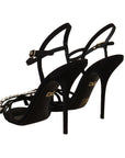Dolce & Gabbana Elegant Black Viscose Ankle Strap Sandals with Crystals