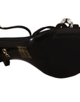 Dolce & Gabbana Elegant Black Viscose Ankle Strap Sandals with Crystals