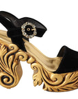 Dolce & Gabbana Baroque Velvet Heels in Black and Gold