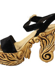 Dolce & Gabbana Baroque Velvet Heels in Black and Gold