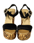 Dolce & Gabbana Baroque Velvet Heels in Black and Gold