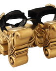 Dolce & Gabbana Baroque Velvet Heels in Black and Gold