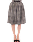NOEMI ALEMÁN Elegant Gray Checkered Wool Shorts Skirt
