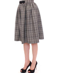 NOEMI ALEMÁN Elegant Gray Checkered Wool Shorts Skirt