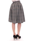 NOEMI ALEMÁN Elegant Gray Checkered Wool Shorts Skirt