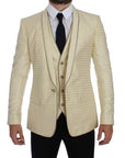 Dolce & Gabbana Sophisticated Beige Polka Dotted Blazer & Vest