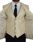Dolce & Gabbana Sophisticated Beige Polka Dotted Blazer & Vest