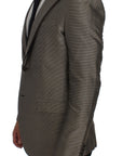 Dolce & Gabbana Elegant Brown Silk Two-Button Slim Blazer