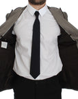 Dolce & Gabbana Elegant Brown Silk Two-Button Slim Blazer