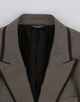 Dolce & Gabbana Elegant Brown Silk Two-Button Slim Blazer