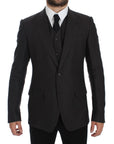 Dolce & Gabbana Elegant Gray Linen Slim Fit Blazer and Vest