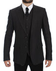 Dolce & Gabbana Elegant Gray Linen Slim Fit Blazer and Vest
