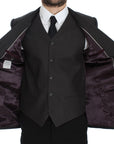 Dolce & Gabbana Elegant Gray Linen Slim Fit Blazer and Vest