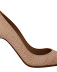 Dolce & Gabbana Elegant Nude Leather Kitten Heels Pumps