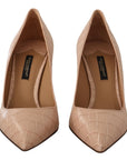 Dolce & Gabbana Elegant Nude Leather Kitten Heels Pumps