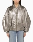 The Attico The Attico Anya silver leather bomber jacket