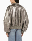 The Attico The Attico Anya silver leather bomber jacket