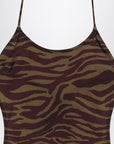 The Attico The Attico Zebra one-piece swimsuit in khaki/brown