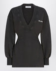 The Attico The Attico Washed-effect black mini dress with logo