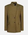 The Attico The Attico Asymmetric military green wool jacket
