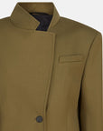 The Attico The Attico Asymmetric military green wool jacket