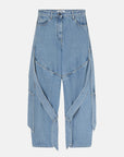 The Attico The Attico Wide light blue jeans with ribbons