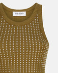 The Attico The Attico Military green mini dress with rhinestones