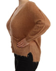PINK MEMORIES Chic Brown Knit Cardigan with Front Button Closure