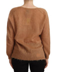 PINK MEMORIES Chic Brown Knit Cardigan with Front Button Closure