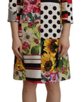 Dolce & Gabbana Multicolor Patchwork Charmeuse Sheath Dress