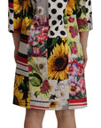 Dolce & Gabbana Multicolor Patchwork Charmeuse Sheath Dress