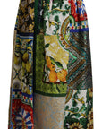 Dolce & Gabbana High Waist Maxi Skirt with Sicilian Patterns