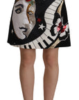 Dolce & Gabbana High-Waist A-Line Embellished Black Skirt