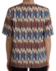 Dolce & Gabbana Chic White Pencil Print Short Sleeve Blouse