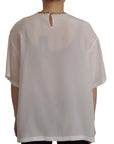 Dolce & Gabbana Elegant Silk Blouse with Gold Crown Embroidery