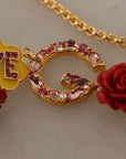Dolce & Gabbana Glamorous Gold Crystal Charm Necklace