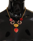 Dolce & Gabbana Glamorous Gold Crystal Charm Necklace