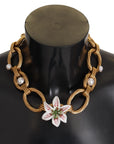 Dolce & Gabbana Elegant Gold Lilly Flower Pendant Necklace