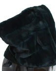 Dolce & Gabbana Exclusive Green Weasel Fur Hooded Scarf