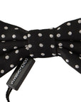Dolce & Gabbana Elegant Black and White Polka Dot Silk Bow Tie