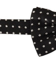 Dolce & Gabbana Elegant Black and White Polka Dot Silk Bow Tie