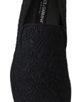 Dolce & Gabbana Elegant Jacquard Black Loafers Slide On Flats