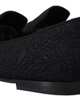 Dolce & Gabbana Elegant Jacquard Black Loafers Slide On Flats