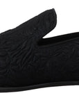 Dolce & Gabbana Elegant Jacquard Black Loafers Slide On Flats